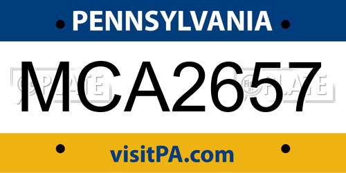 MCA2657 Pennsylvania License Plate