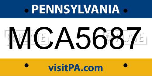 MCA5687 Pennsylvania License Plate