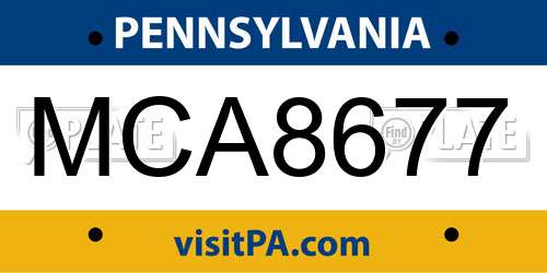 MCA8677 Pennsylvania License Plate