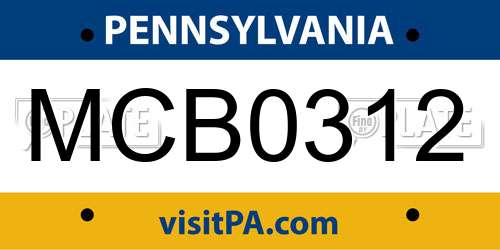 MCB0312 Pennsylvania License Plate