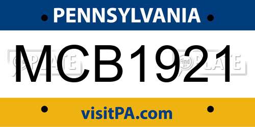 MCB1921 Pennsylvania License Plate