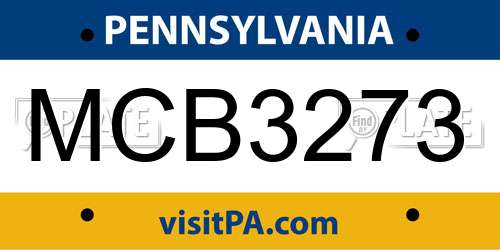 MCB3273 Pennsylvania License Plate