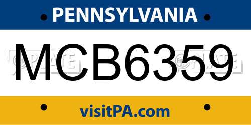 MCB6359 Pennsylvania License Plate