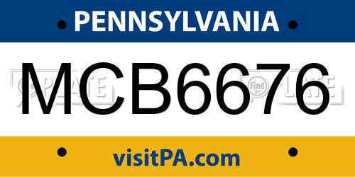 MCB6676 Pennsylvania License Plate