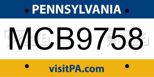 MCB9758 Pennsylvania License Plate