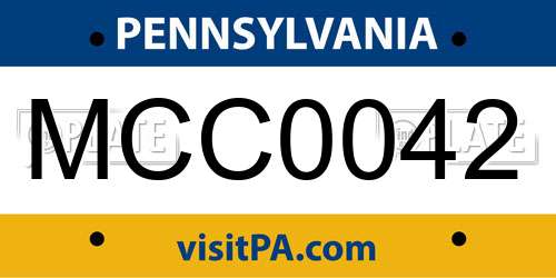 MCC0042 Pennsylvania License Plate