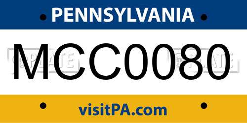 MCC0080 Pennsylvania License Plate