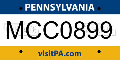 MCC0899 Pennsylvania License Plate