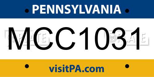 MCC1031 Pennsylvania License Plate