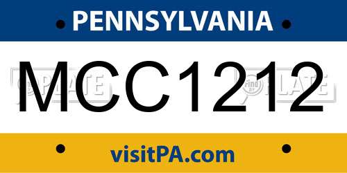 MCC1212 Pennsylvania License Plate