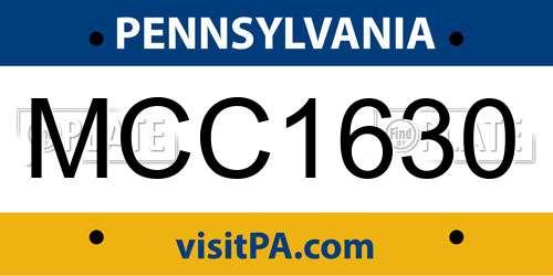 MCC1630 Pennsylvania License Plate