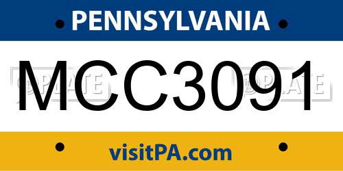 MCC3091 Pennsylvania License Plate