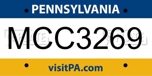 MCC3269 Pennsylvania License Plate