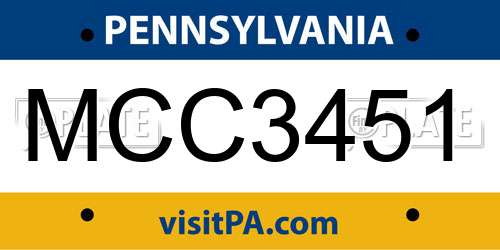 MCC3451 Pennsylvania License Plate