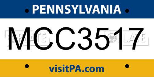 MCC3517 Pennsylvania License Plate