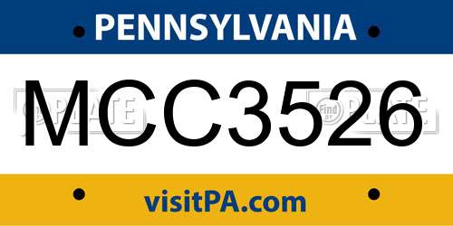 MCC3526 Pennsylvania License Plate