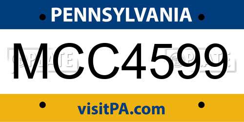MCC4599 Pennsylvania License Plate