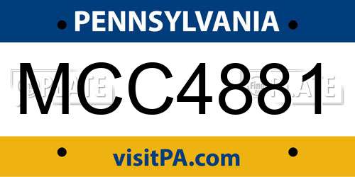 MCC4881 Pennsylvania License Plate