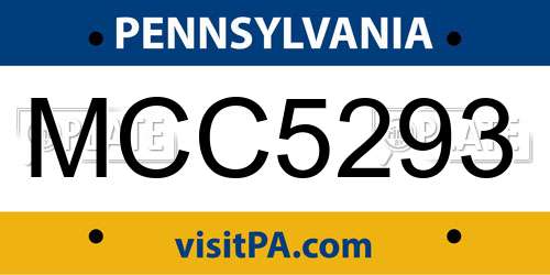 MCC5293 Pennsylvania License Plate