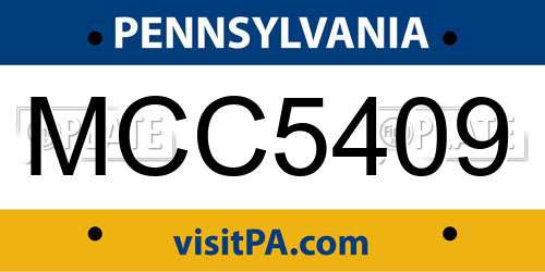 MCC5409 Pennsylvania License Plate