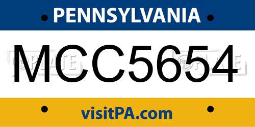 MCC5654 Pennsylvania License Plate