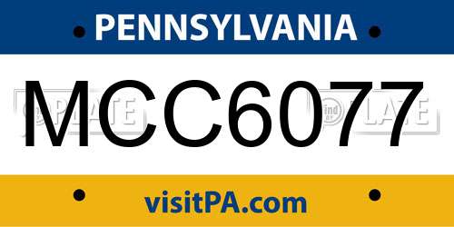 MCC6077 Pennsylvania License Plate