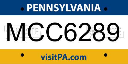 MCC6289 Pennsylvania License Plate