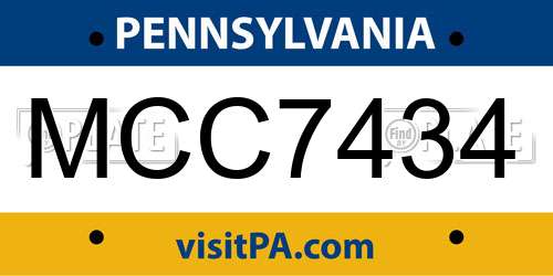 MCC7434 Pennsylvania License Plate