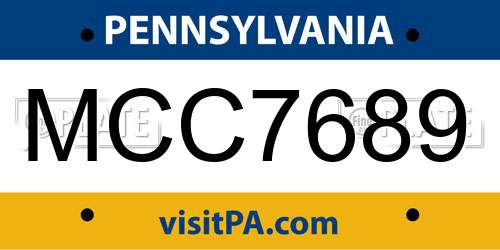 MCC7689 Pennsylvania License Plate