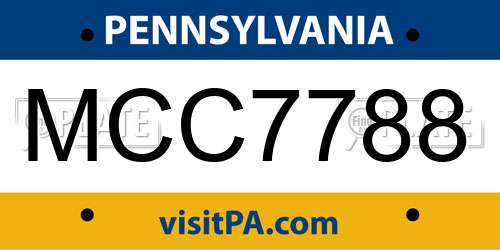 MCC7788 Pennsylvania License Plate