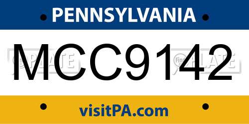 MCC9142 Pennsylvania License Plate