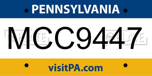 MCC9447 Pennsylvania License Plate