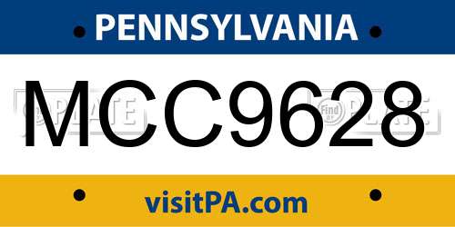 MCC9628 Pennsylvania License Plate