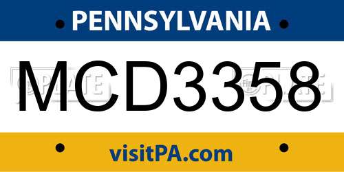 MCD3358 Pennsylvania License Plate