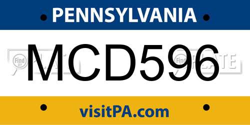 MCD596 Pennsylvania License Plate