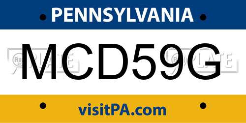 MCD59G Pennsylvania License Plate
