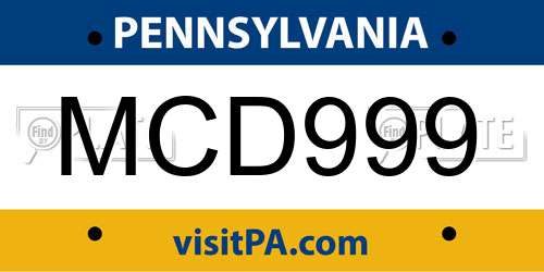 MCD999 Pennsylvania License Plate