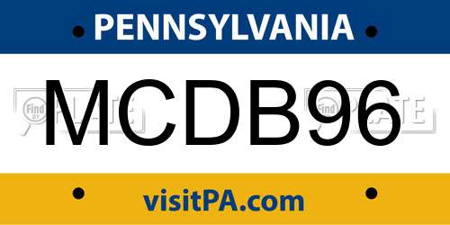 MCDB96 Pennsylvania License Plate