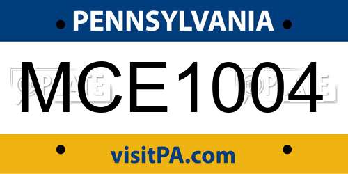 MCE1004 Pennsylvania License Plate
