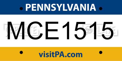 MCE1515 Pennsylvania License Plate
