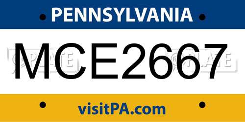 MCE2667 Pennsylvania License Plate
