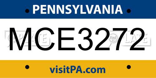 MCE3272 Pennsylvania License Plate