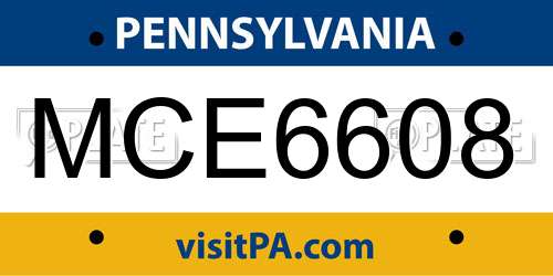 MCE6608 Pennsylvania License Plate