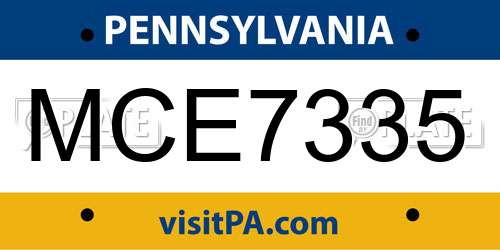 MCE7335 Pennsylvania License Plate