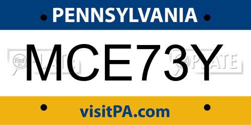 MCE73Y Pennsylvania License Plate