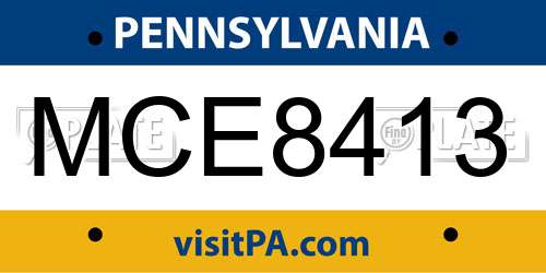MCE8413 Pennsylvania License Plate