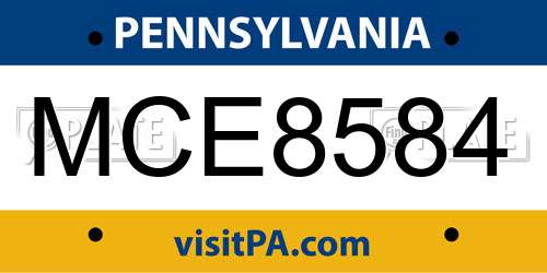 MCE8584 Pennsylvania License Plate