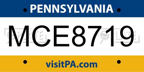 MCE8719 Pennsylvania License Plate