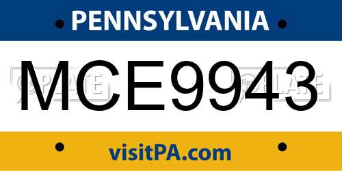 MCE9943 Pennsylvania License Plate