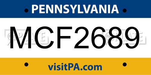 MCF2689 Pennsylvania License Plate